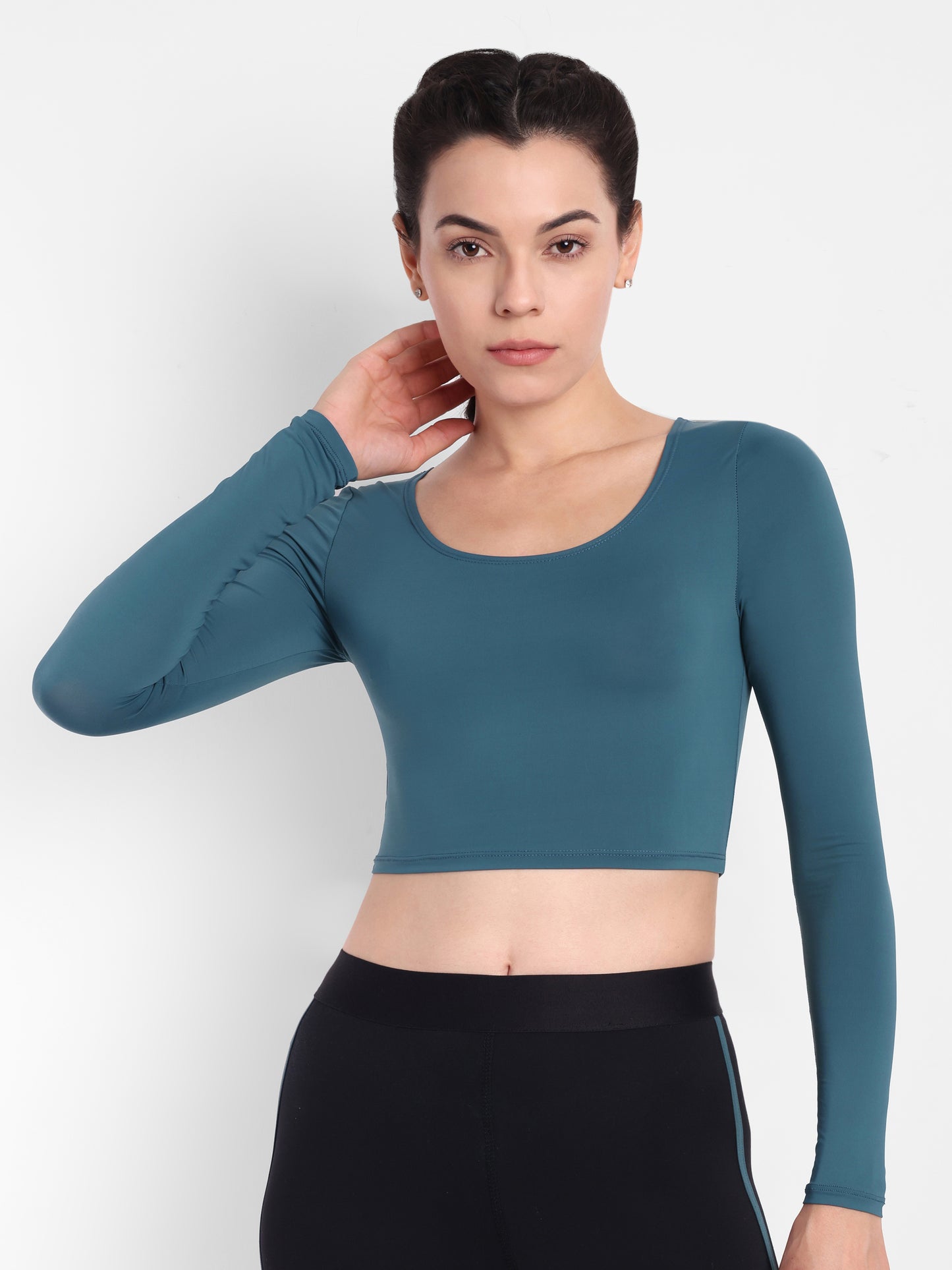 BLAKE CROP TOP IN TEAL BLUE