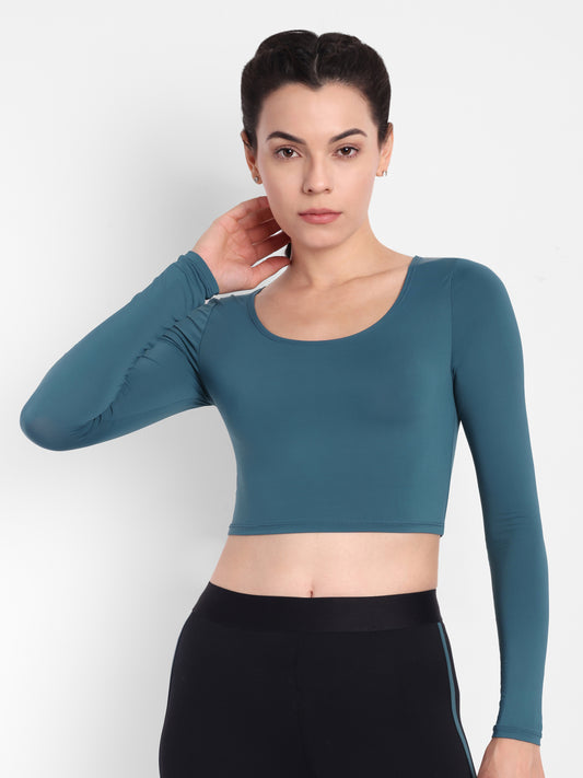 BLAKE CROP TOP IN TEAL BLUE