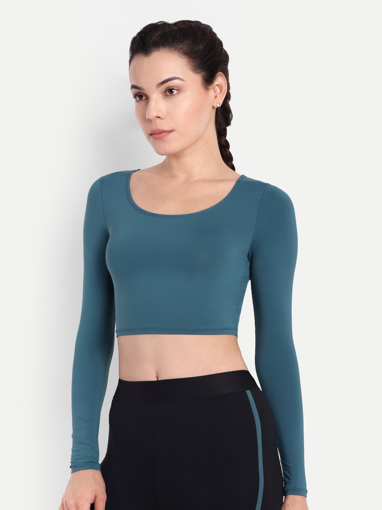 BLAKE CROP TOP IN TEAL BLUE