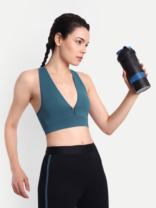 NATALIA SPORTS BRA IN TEAL BLUE