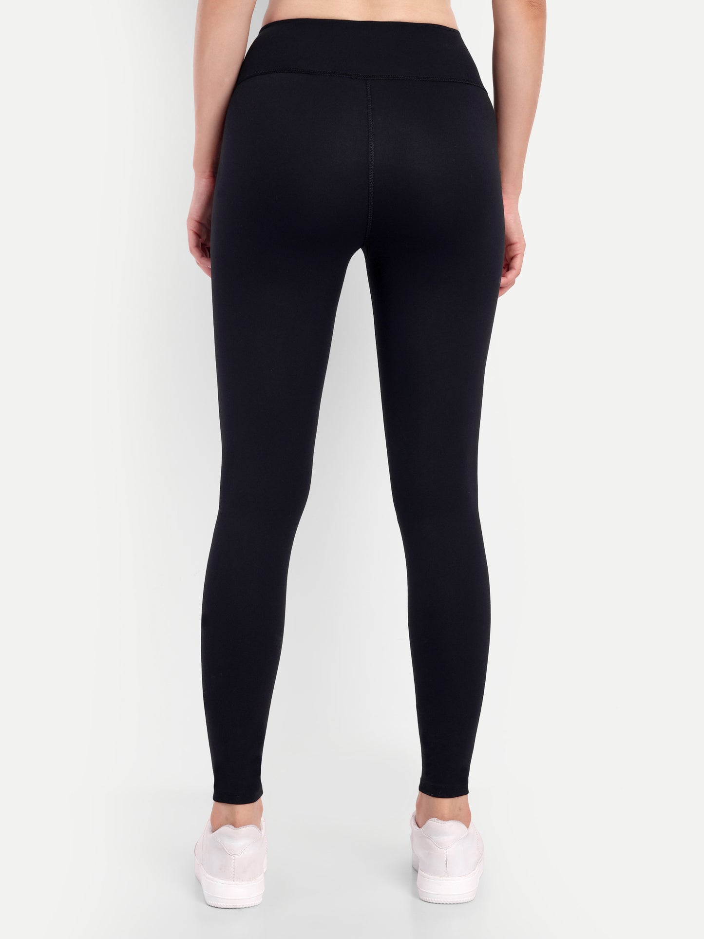 MARIA TEAL ACCENT HIGH WAISTED BLACK LEGGINGS