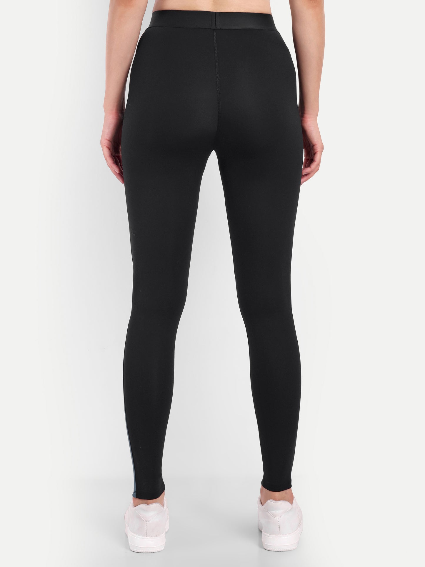 NAOMI TEAL ACCENT HIGH WAISTED BLACK LEGGINGS