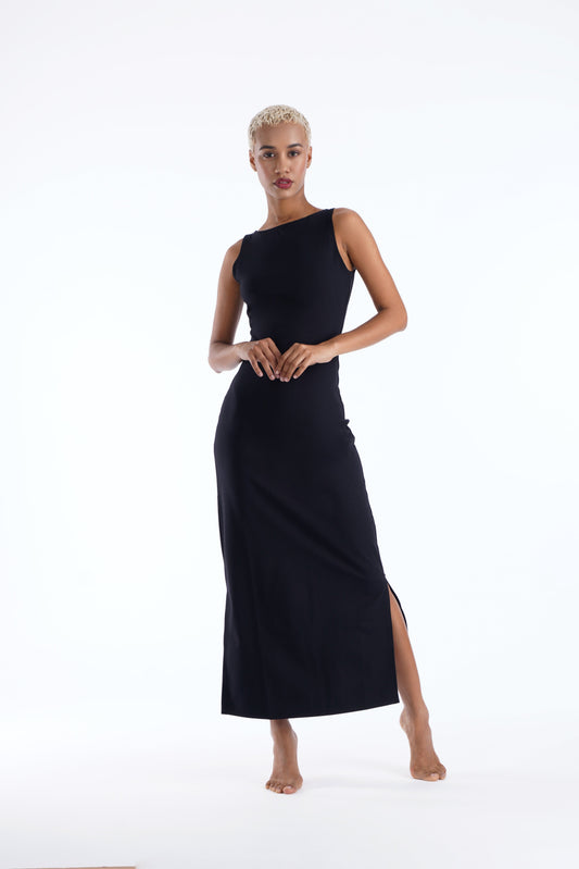 LUNA LOUNGE DRESS IN BLACK