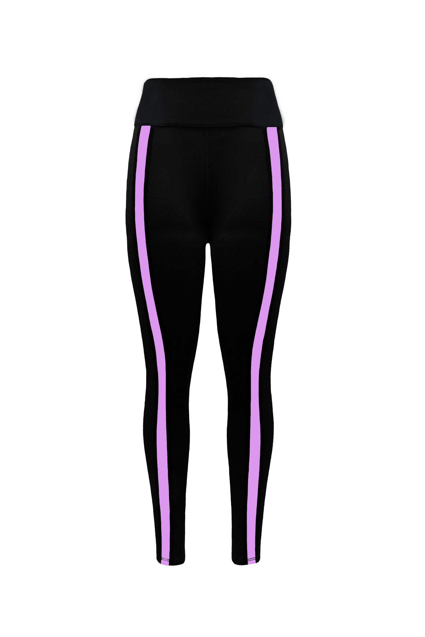 MARIA LILAC ACCENT HIGH WAISTED BLACK LEGGINGS