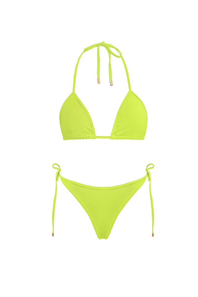 EMILY TIE UP BIKINI IN LIME WITH SARONG